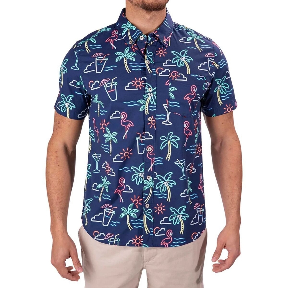 Chubbies The Neon Lights Tropical Print Men's Shirt Size Large